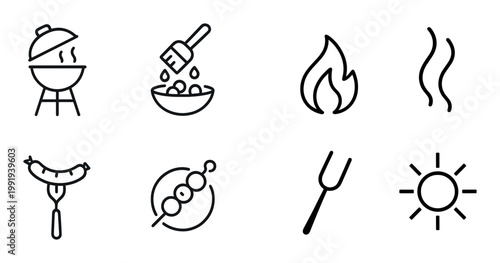 Barbecue and grilling icons showing utensils and food