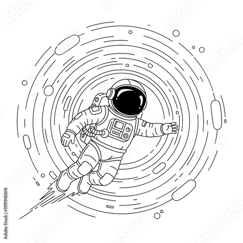 Astronaut in Space Suit Floating.