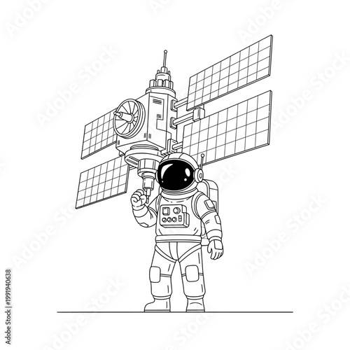 Astronaut in Space Suit Standing.