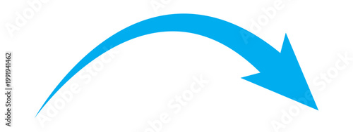 Blue curved arrow icon indicating direction for web and graphic interface use