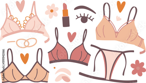 Feminine Lingerie and Beauty Icons panties lipstick