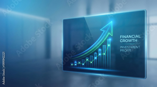 Financial growth investment profit business finance chart arrow success increase Confident financial growth investment profit business finance chart arrow success increase modern office background