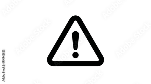 Warning triangle sign with exclamation mark on white background, clear safety hazard symbol for alerts and precautions