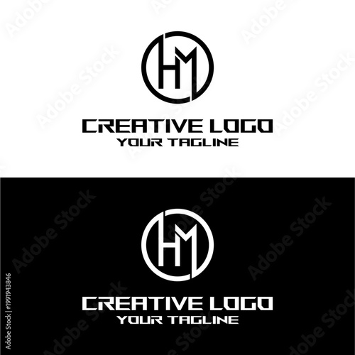 creative letter logo hm design vector