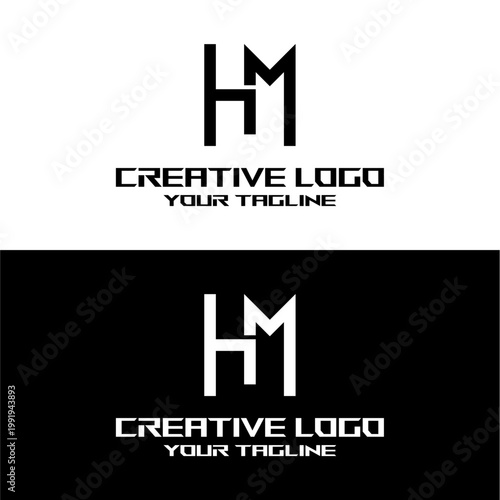creative letter logo hm design vector