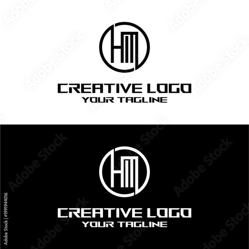 creative letter logo hm design vector