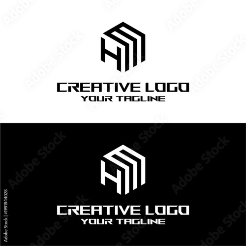 creative letter logo hm design vector