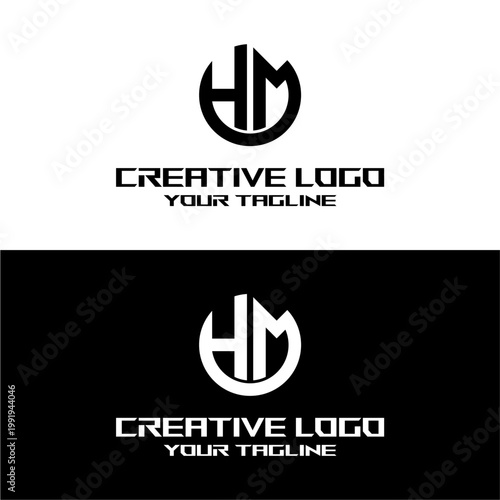 creative letter logo hm design vector
