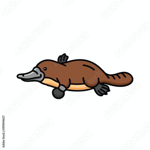 Cute cartoon platypus swimming in a simple hand drawn style.