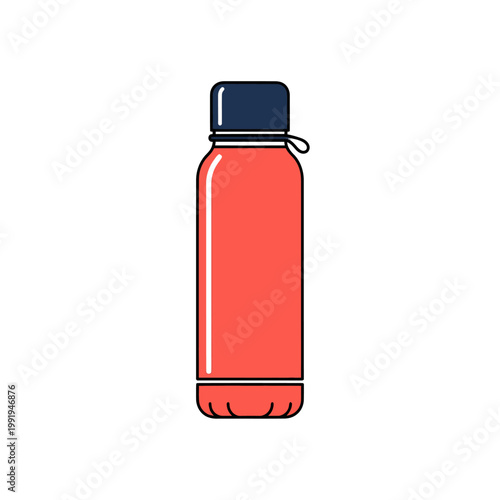 Red insulated stainless steel water bottle.