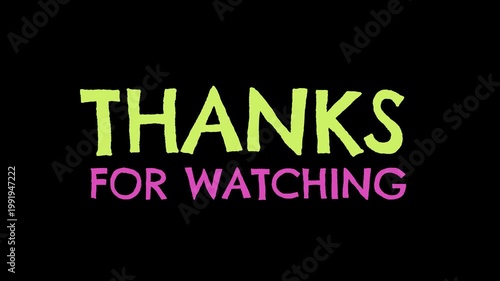 Thank you for watching animation video. vintage color pop up in black background