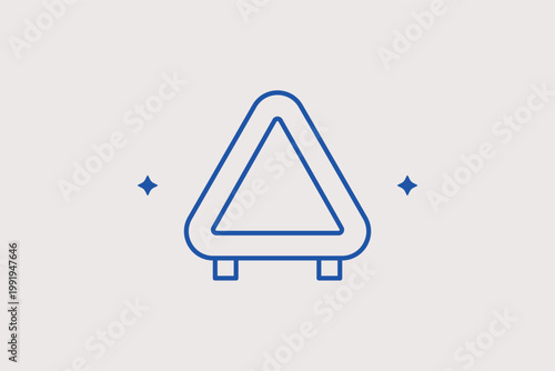 Warning triangle sign line icon for roadside emergencies and breakdown safety. Vital Vector Illustration for driver safety manuals and emergency equipment retail pages.