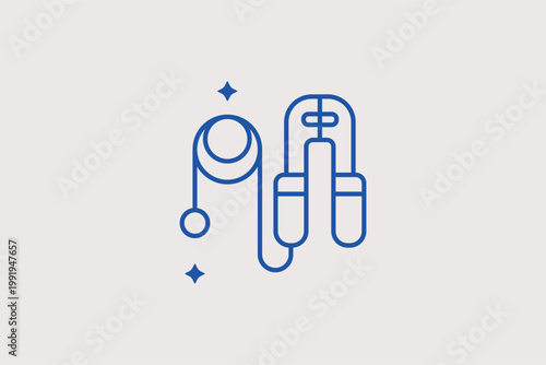 Jumper cables with clamps line icon for battery boosting and emergency starting. Helpful Vector Illustration for roadside assistance kit checklists and battery maintenance guides.