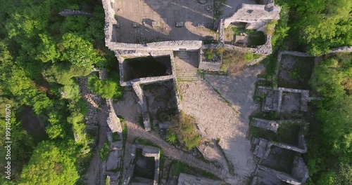Aerial view of Dvigrad medieval castle ruins in Istria, Croatia