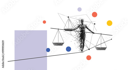 Justice, balance, scales, equality, law, conceptual vector illustration