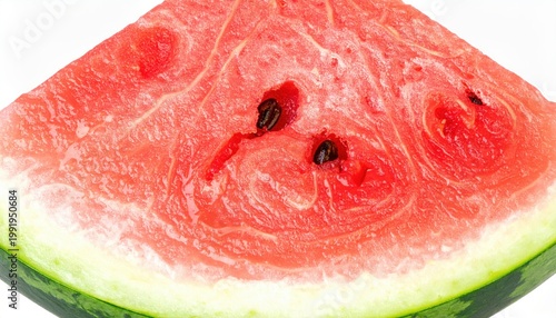 A vibrant close-up image of a watermelon slice showcasing its juicy red flesh and black seeds, perfect for summer themes and healthy eating concepts.