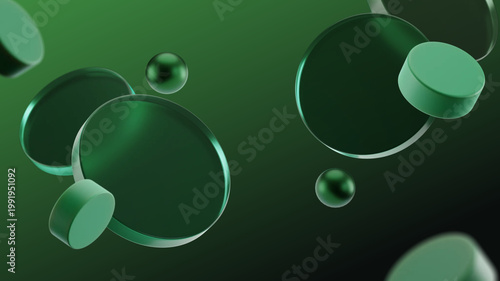 Foto Abstract green geometric desktop wallpaper, digital remix