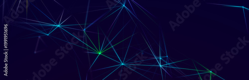 Abstract digital communication points. Technological background. Network connection structure. Color plexus effect. 3D