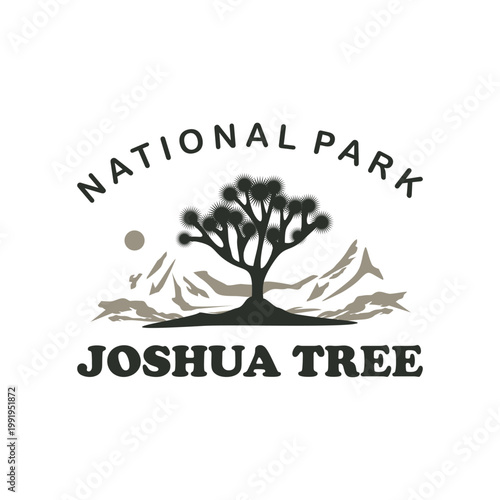 Joshua Tree vintage logo, travel vector symbol, minimalist concept design illustration.