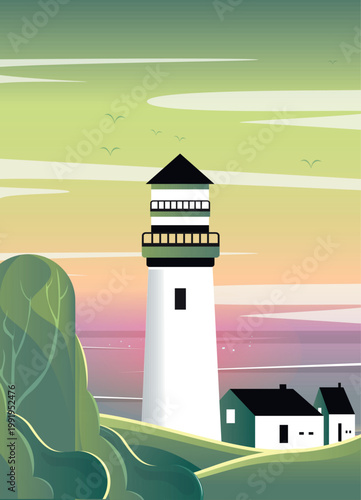 Villa Sketch Two Stories and Chimney Style Vector Design