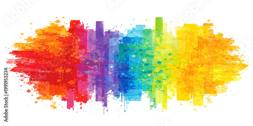 A bright abstract watercolor background featuring colorful paint splashes and an artistic ink splatter texture on grunge paper for a creative vector design