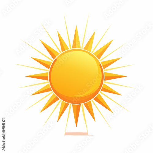 強い日差しが照りつける太陽のフラットイラスト