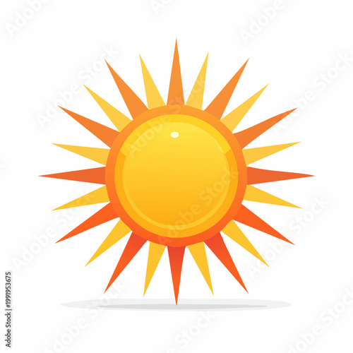 強い日差しが照りつける太陽のフラットイラスト