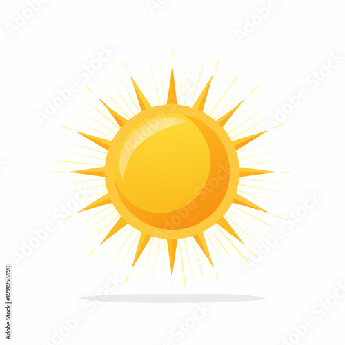 強い日差しが照りつける太陽のフラットイラスト