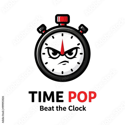 Angry Stopwatch Timer Clock Face Closeup.