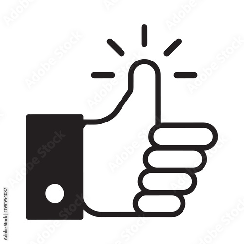 A simple black and white line drawing of a hand giving a thumbs up