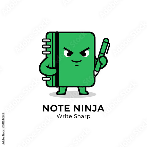 Green notebook with angry face.