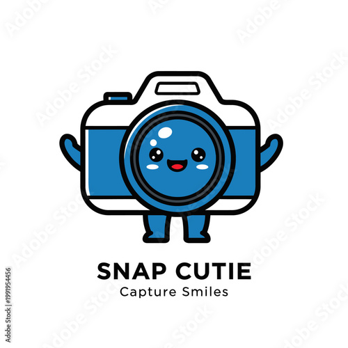 Smiling Cartoon Camera Character Design.