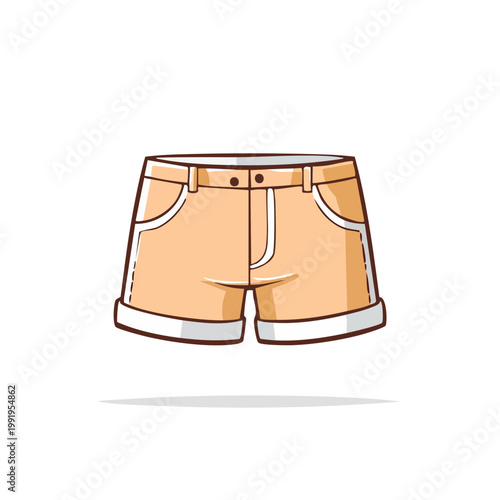 Light Peach Denim Shorts with Folded Cuffs for Summer Fashion