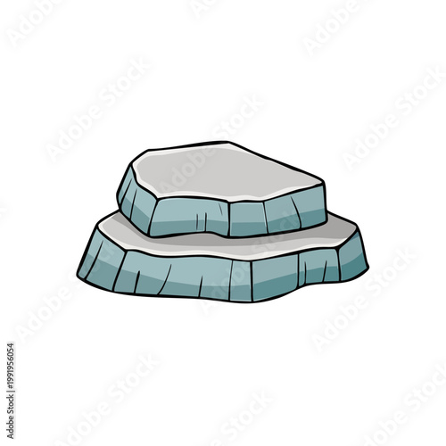 Two stacked cartoon iceberg platforms with frosty blue edges and white tops
