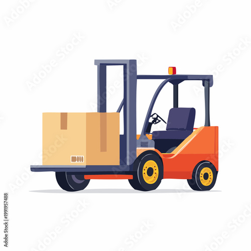 荷物を運ぶ無人搬送車（AGV）のフラットイラスト（物流DX）