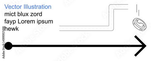 Financial strategy, business planning, investment growth, success trajectory, economic development, goal achievement. Arrow with coin, implying progress. Financial strategy and business planning