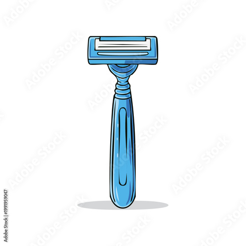Blue disposable razor with multiple blades and pivoting head for shaving