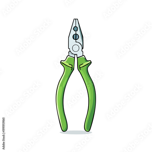 Green handled combination pliers tool for construction and repair