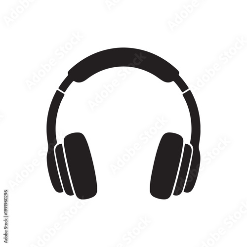 Headphones silhouette icon vector flat design