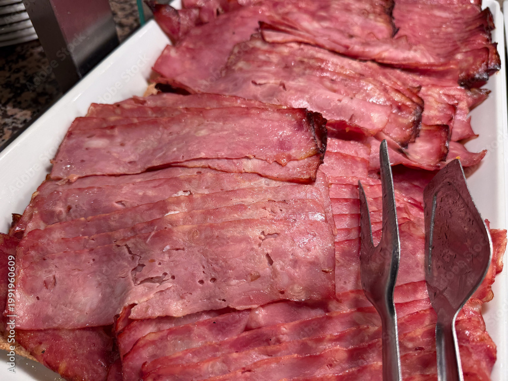 Fototapeta premium sliced meat on a tray buffet style ready to eat banner concept of catering restaurant food service