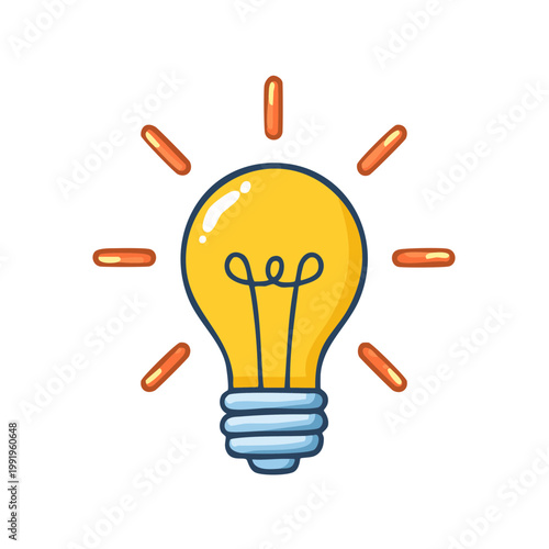Bright idea light bulb radiating light representing inspiration and creativity