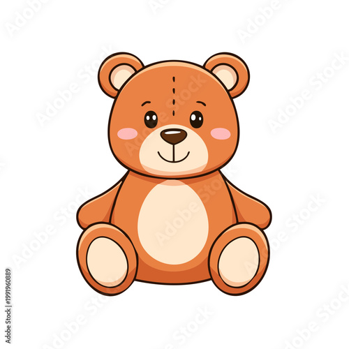 Cute cartoon teddy bear with round ears and a friendly smile
