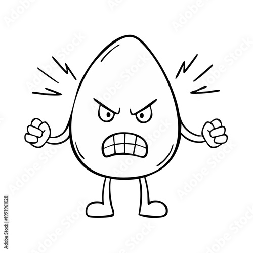 Cartoon character with an angry expression fists clenched and radiating anger