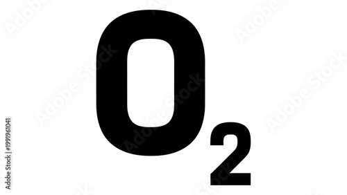 Oxygen molecule chemical formula icon, o2 gas symbol, molecular structure of oxygen, scientific sign isolated on white b