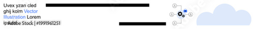 Cloud computing, data transfer, digital connectivity, internet access, technology infrastructure, online services. Cloud graphic with network nodes. Cloud computing and data transfer concept