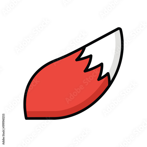 Stylized red fox tail illustration with white tip.
