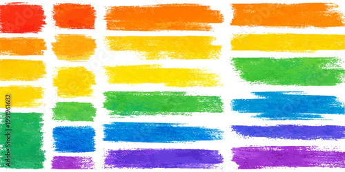 Artistic collection of colorful watercolor paint brush strokes featuring green splash shapes and grunge textures for a vibrant vector design element on paper