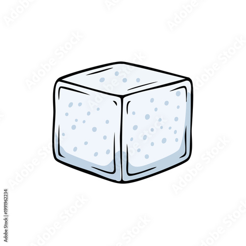 Hand drawn sugar cube illustration with small dots and rough edges