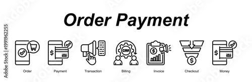 Order Payment banner web icon vector illustration concept with an icon of Order, Payment, Transaction, Billing, Invoice, Checkout, Money 