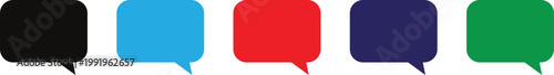 Rounded rectangle speech bubble icon representing chat message communication interface and digital conversation UI element isolated on transparent background.
